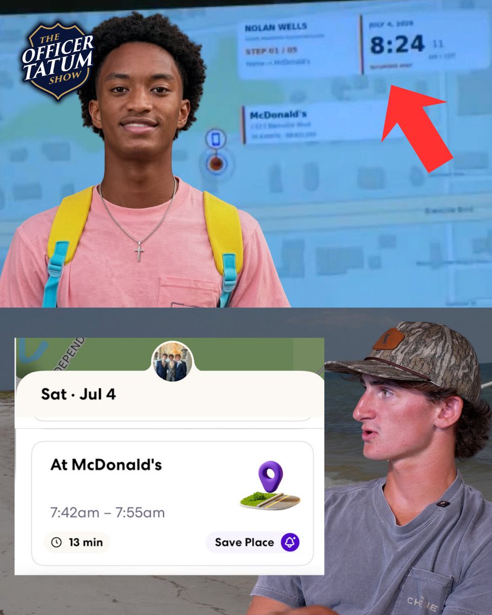 TheOfficerTatum's tweet photo. 🚨 BREAKING: Life360 data released shows Warren Hudson and Nolan Wells went to McDonald’s on two separate trips on the morning of July 4.

Nolan’s GPS data shows him at McDonald’s at approximately 8:24 AM, while the newly released Life360 data shows Warren at McDonald’s from 7:42 AM–7:55 AM—roughly 30 minutes earlier.

Speculation arose because Nolan’s GPS showed him going to McDonald’s, while Warren had also said he went to McDonald’s but that Nolan was not with him. The newly released data appears to support that account: they went at separate times, not together.

How many times are Benjamin Crump and his team going to push a narrative before checking the facts? They’ve repeatedly made accusations and insinuations that the evidence has later contradicted. At some point, you can’t keep throwing out claims, letting innocent people get dragged publicly, and then pretend nothing happened when the receipts come out. The evidence keeps speaking—and their narrative keeps falling apart.