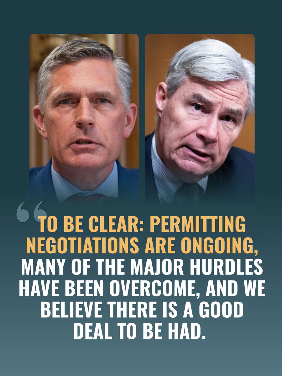 SenatorHeinrich's tweet photo. We’re focused on getting Americans cheaper energy, good-paying jobs, and responsible growth. To get that right, we need good, strong, legislative text and deliberation.

Our goal is to deliver for Americans struggling to pay their utility bills. And to do that, we must give Senators the opportunity to read and engage with legislation before they’re asked to vote on it. Rushing that process isn’t just unhelpful, it could sabotage the entire effort.

We are talking about major changes to how America builds energy and infrastructure. Getting that right has to matter more than election-year deadlines. We are committed to doing what’s needed to get this across the finish line in this Congress, and we look forward to working with the White House and our fellow Members to do that.