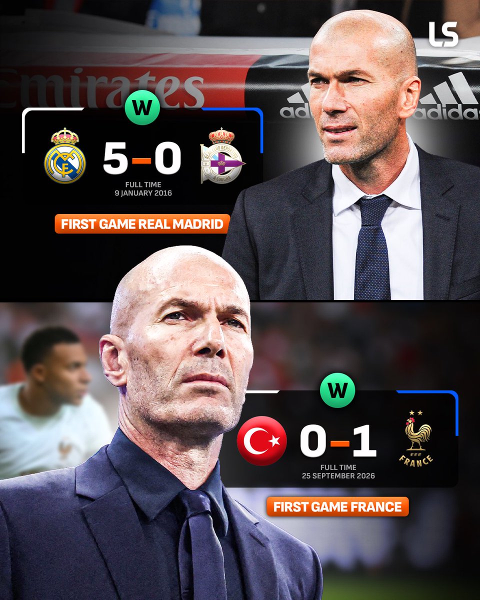 livescore's tweet photo. The Zinedine Zidane France era 𝙗𝙚𝙜𝙞𝙣𝙨 with a win, just like his time at Real Madrid 🇫🇷✅

The start of something special ✨ https://t.co/owGFQF5Cfs