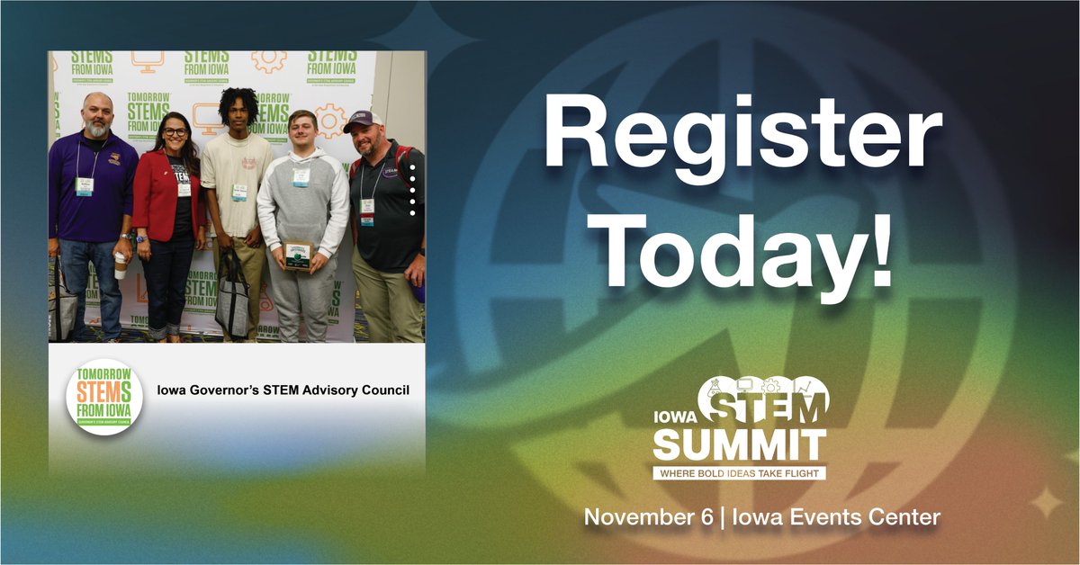 IowaSTEM's tweet photo. One month from today you could be with us at the #IowaSTEMsummit #WhereBoldIdeasTakeFlight! Are you registered yet?

Advanced registration is required, but free thanks to Summit's premier sponsor Microsoft! Save your spot 👉https://t.co/aOIJCemGzS https://t.co/eDMYn8eDOa