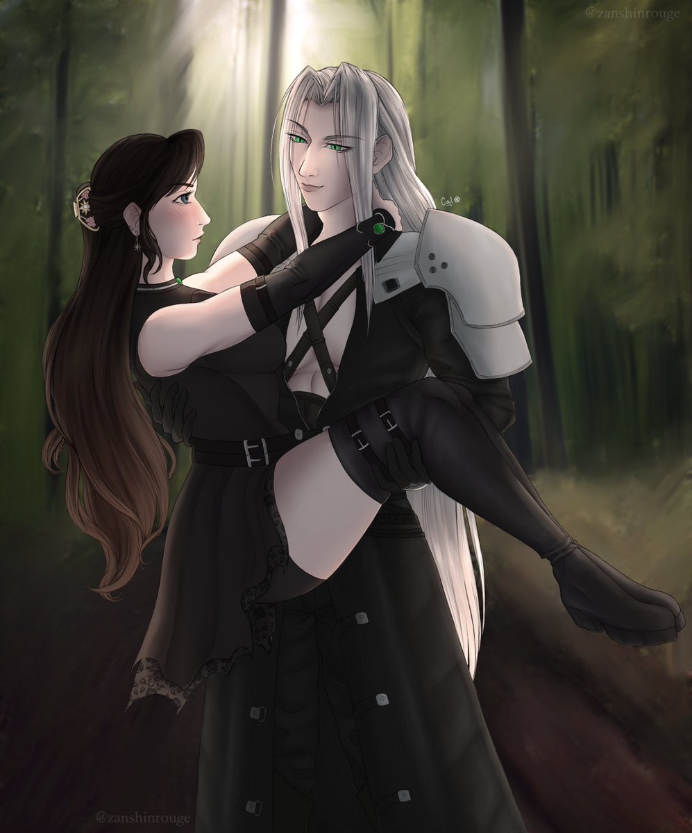 zanshinrouge's tweet photo. she said she was tired of walking while out on a mission ˶ᵕ ᵕ ᵕ˶ (redraw of an old piece) #ocxcanon #Sephiroth https://t.co/OJj1dq4tY0