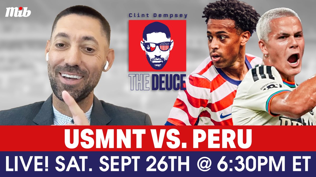 MenInBlazers's tweet photo. 🚨TONIGHT, WE’RE LIVE WITH CLINT DEMPSEY AFTER USMNT v PERU 🇺🇲🇵🇪

Join Rog &amp; Clint after the final whistle to recap all the action LIVE on The Deuce 🏆

TONIGHT. 6:30 PM ET: https://t.co/7ROVoXBAA9 https://t.co/8sq538i9Ju