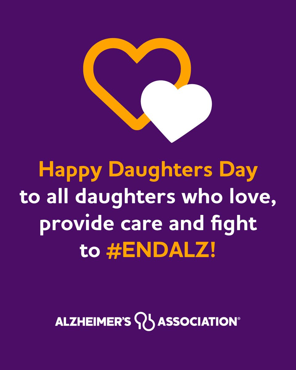 alzmichigan's tweet photo. This #NationalDaughtersDay, we honor every daughter who is fighting for a world without Alzheimer's and all other dementias. Whether that's volunteering, fundraising, advocating or sharing your family's story, thank you for standing with us. Together, we can #ENDALZ. 💜 https://t.co/c7JOJZkpjR