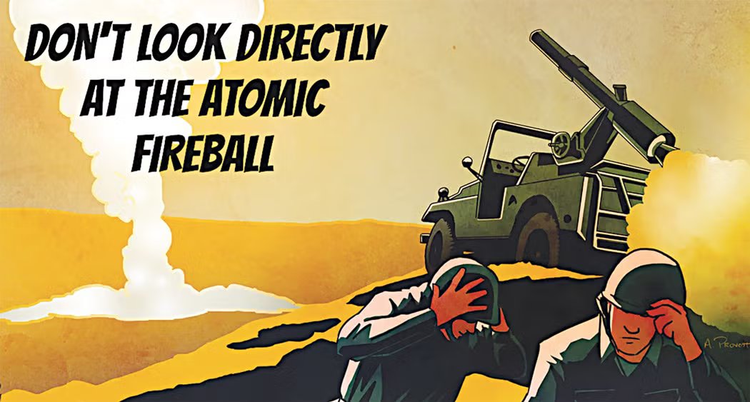 Nexuist's tweet photo. Some of you have probably heard of the W54 "Davy Crockett" nuclear artillery shell. What you may not know is that the Army tested a vehicle mounted variant, dubbed "The Atomic Jeep," AKA the technical to end all technicals: https://t.co/P7U282BMVe