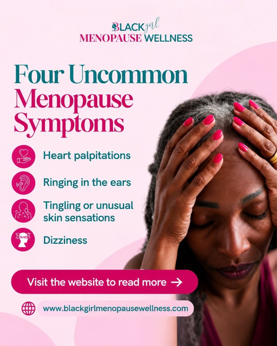 CharmaineVShaw's tweet photo. Not every menopause symptom is talked about often. Heart palpitations, ringing in the ears, tingling sensations, and dizziness may occur during this life stage—but they can also have other causes.

Read Charmaine’s article for the full explanation: https://t.co/slIXitahvt https://t.co/HlaEwPOF56