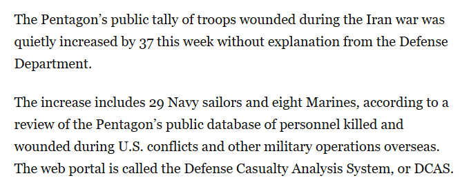 bonzerbarry's tweet photo. The Pentagon quietly added 29 Navy sailors and eight Marines to the Iran war casualty count. https://t.co/WDHRTHiXiJ