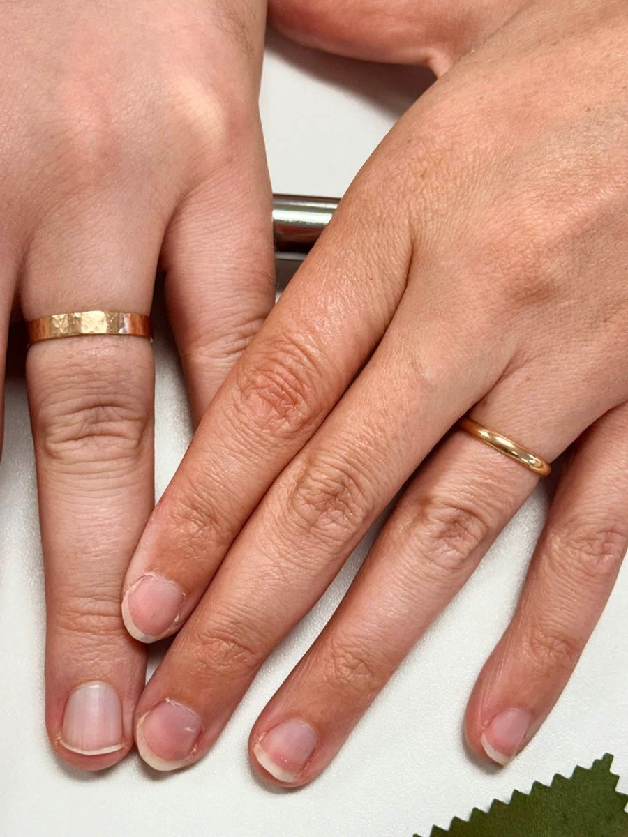 LillyJamesX's tweet photo. This beautiful Doctor first came to Lilly James on our opening day with a group of coworkers, and we were so happy to welcome her back for a second visit with her fiancé for something extra special.

This time, they came to make their wedding bands for each other. Each ring was shaped, soldered, finished, and made by the person they’re about to marry which makes them so much more meaningful than anything they could have picked out of a case.

And we have to give a little shoutout too: her and her team at Florida Surgical Clinic was awarded Bradenton’s Best this year! 👏✨

We love when guests come back, but getting to be part of a moment this special makes it even better. Congratulations! 🩷💚 Jenna Caporaso