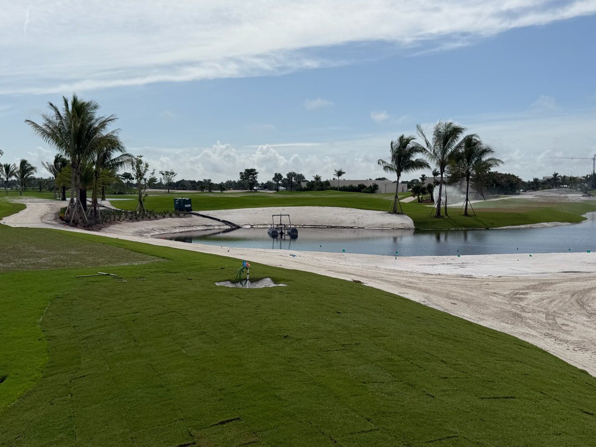 TotalTurfGS's tweet photo. Another milestone at Naples Beach Club: sprigs are planted on the fairways and tees of the final two holes, and the greens continue to grow in beautifully. It’s been a long project with plenty of challenges, but the finish line is in sight. Incredible progress by the team. https://t.co/CRvTlUVAyl