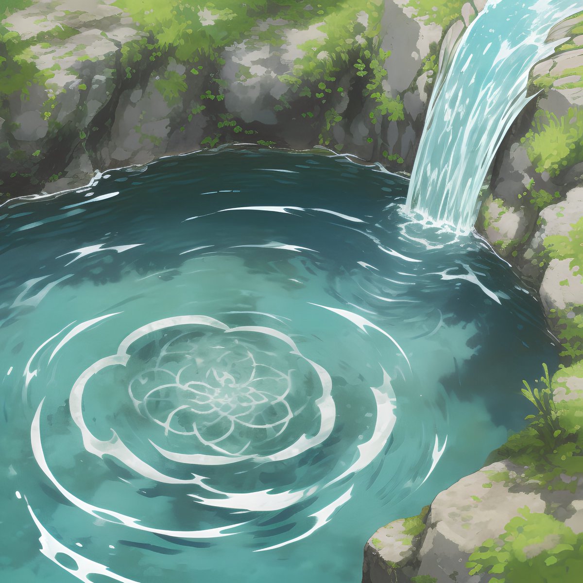 HillaryNarlbes's tweet photo. Río caudaloso con surtidor de agua, detalles de diseos ornamentales fluidos, escena artística ordenada y dinámica. https://t.co/0E2CCT0RIQ