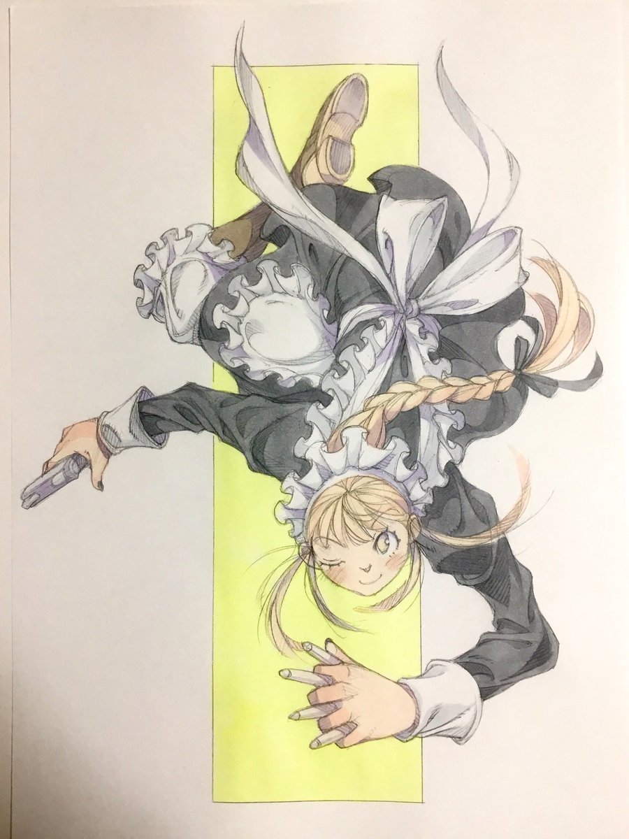 pe_salt's tweet photo. 趣味絵の着彩が出来ました。「メイド・アクト」です。 https://t.co/0oMniVxuu6