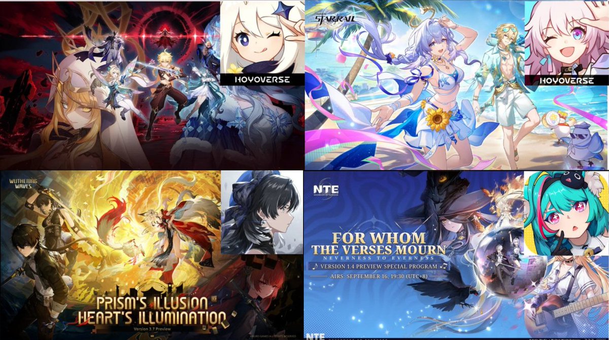 Riju1T_T's tweet photo. All the Gacha games in the Golden Joystick Awards 2026  "Still Playing Mobile" Category

- Genshin Impact (by HoYoverse) 
- Honkai Star Rail (by HoYoverse) 
- Wuthering Waves (by Kuro Games) 
- Neverness to Everness (by Hotta)

Will it be on of these gacha games? or one of the other games?

#Gacha