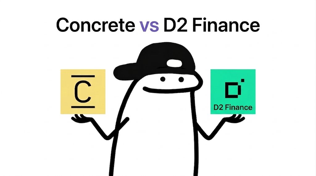 22kian_eth's tweet photo. gmcrete solana:LiQGy5qmqx5tuzeh1osZHsT6DRcQEyUTsGFkGKVpump 👋

next one in Concrete vs others: @ConcreteXYZ vs @D2_Finance

both sit in the   onchain capital allocator   category, but what they actually do with the capital is very different

D2 Finance is built around tokenized derivatives strategies. its vaults focus on things like volatility arbitrage, relative value, dynamic hedging and other structured strategies, with the strategy itself handling the trading and risk controls

@ConcreteXYZ takes a different route. instead of being built around derivatives, its vault system can deploy capital across DeFi strategies like Aave and Morpho, with different strategies depending on the vault

that's the part that stands out 

D2 is focused on bringing more complex trading strategies onchain through managed vaults...

 while @ConcreteXYZ can take capital across a much wider range of DeFi strategies and protocols

🗿