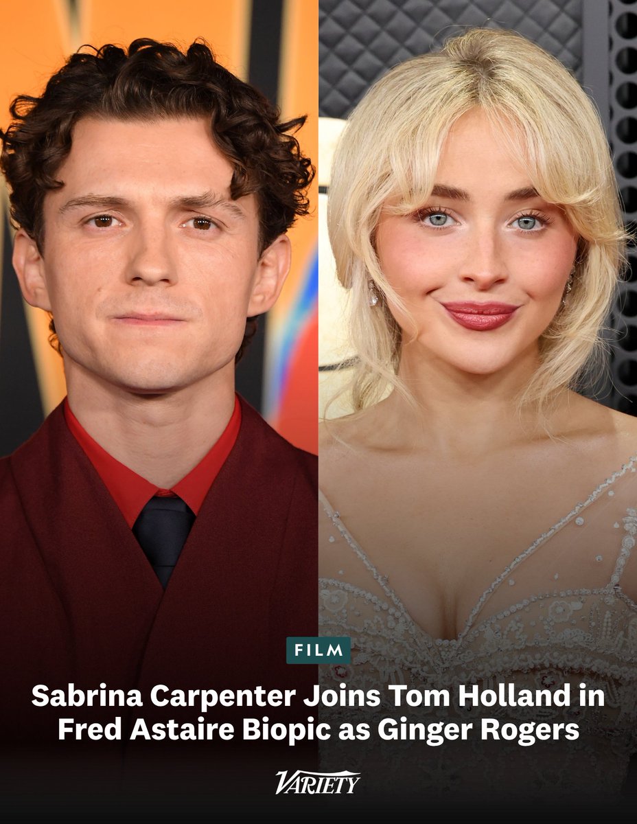 Variety's tweet photo. Sabrina Carpenter and Margaret Qualley have joined Tom Holland in the untitled Fred Astaire biopic as Ginger Rogers and Adele Astaire. 

https://t.co/U6xMID8o6T https://t.co/xjDIlqTrUm