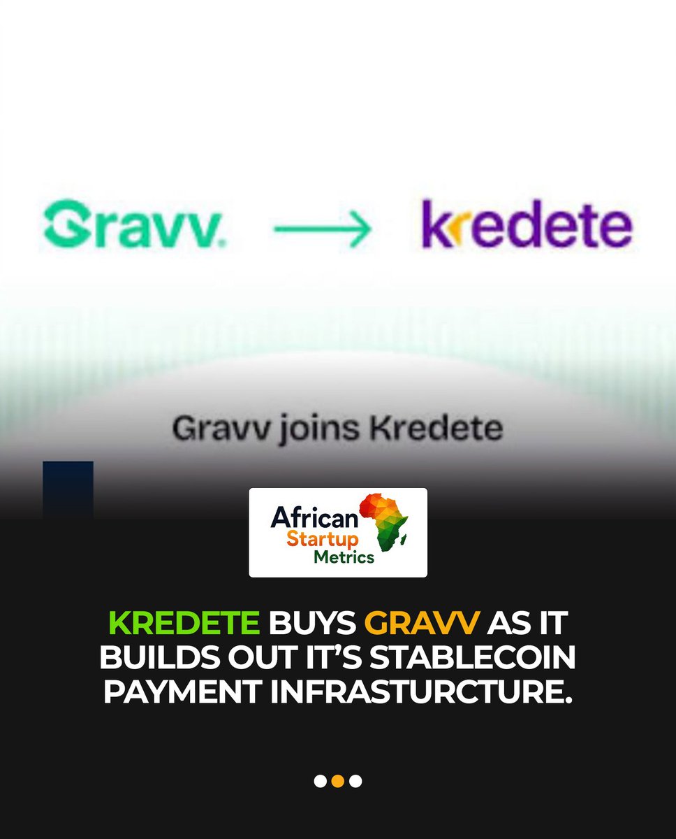 AfricanstartupM's tweet photo. @kredete Acquires Gravv to Build the Next Generation of Cross-Border Payment Infrastructure

Diaspora-focused fintech startup Kredete has acquired Gravv, an agentic stablecoin infrastructure platform, in a move that brings key payment and settlement technology directly into Kredete's infrastructure.

The acquisition represents a shift beyond consumer-facing financial products as Kredete expands its focus toward the underlying infrastructure that supports cross-border payments and financial services across emerging markets.

A Unified Infrastructure Layer

Gravv's technology provides capabilities across stablecoin settlement, multi-currency account management, foreign exchange liquidity, and automated payment reconciliation, giving Kredete greater control over key components of its payment infrastructure.

Real-Time Settlement

The platform uses automated routing to connect banks, blockchain networks, and local payout channels, with the aim of making international money movement faster and more efficient.

Expansion Into B2B Payments

The acquisition also creates an opportunity for Kredete to make Gravv's infrastructure available to third-party developers, fintech companies, and financial institutions operating across emerging markets.

As stablecoins and blockchain-based settlement systems continue to develop, fintech companies are increasingly exploring how these technologies can reduce the cost, delays, and complexity associated with moving money across borders.

For emerging markets, where international transfers and foreign exchange can be particularly challenging, infrastructure that connects traditional financial institutions with digital settlement networks could play an important role in the evolution of cross-border payments.

How do you see stablecoin-powered infrastructure changing cross-border payments across emerging markets over the next few years?

#Fintech #Kredete #Gravv #Stablecoins #Blockchain #CrossBorderPayments #PaymentsInfrastructure #EmergingMarkets #DigitalPayments #FinancialInfrastructure #AfricanFintech #FintechInnovation #MergersAndAcquisitions #AfricanStartupMetrics