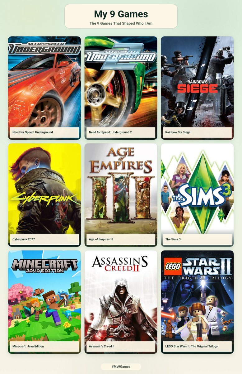 Avronaofficial's tweet photo. Had to get in on the trend. 9 games that shaped who I am. https://t.co/Fl2kfAMfxP
