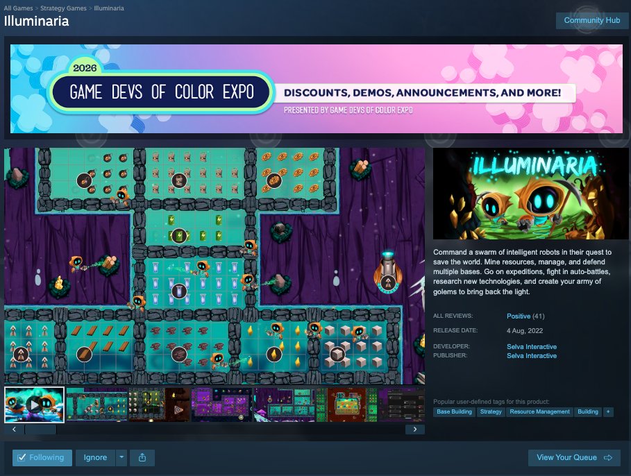 502Studios's tweet photo. Our friends @selvaint are also part of #GDoCExpo2026 Steam Sale!!!
Save the world with these cute little robots in Illuminaria! 🤖✨
https://t.co/w7F3qu0Oeu
#SteamSale #Steam #GDoC #indiedev #indiegame https://t.co/y3WSyERC79