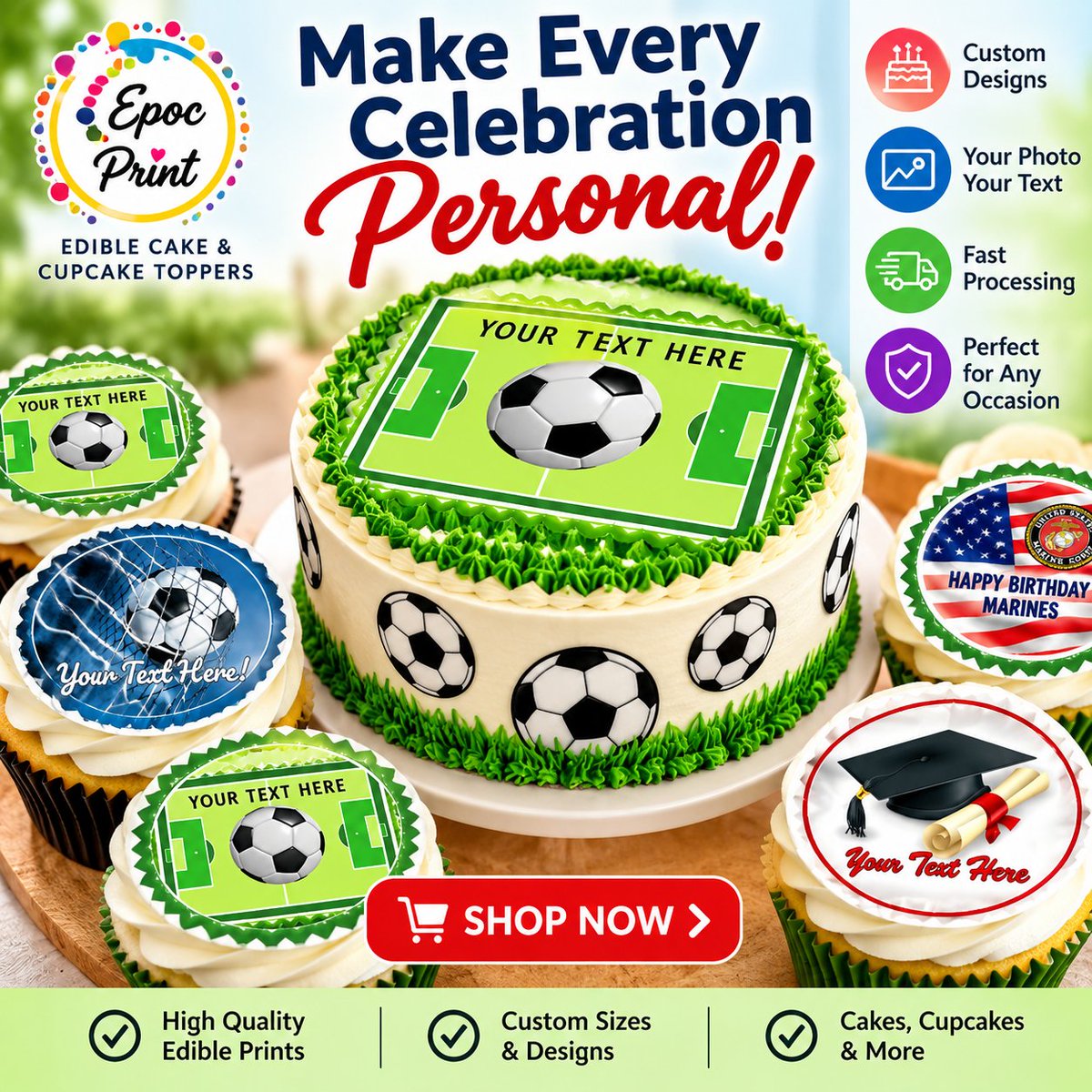 PrintsOnCake's tweet photo. Make every celebration extra special with a personalized edible cake or cupcake topper! 🎂✨ Add your favorite photo, text, logo or design and create a cake that's truly one of a kind. Perfect for birthdays, graduations, sports parties, baby showers and special occasions. Custom made with care by Epoc-Print. ❤️
Shop: https://t.co/yxgepDn8hk
#EdibleCakeTopper #CustomCakeTopper #PersonalizedCakeTopper #CupcakeTopper #PhotoCakeTopper #CakeDecorating #BirthdayCakeIdeas #CustomCake #EdiblePrints #EpocPrint https://t.co/WffXQaiNJd via @pinterest