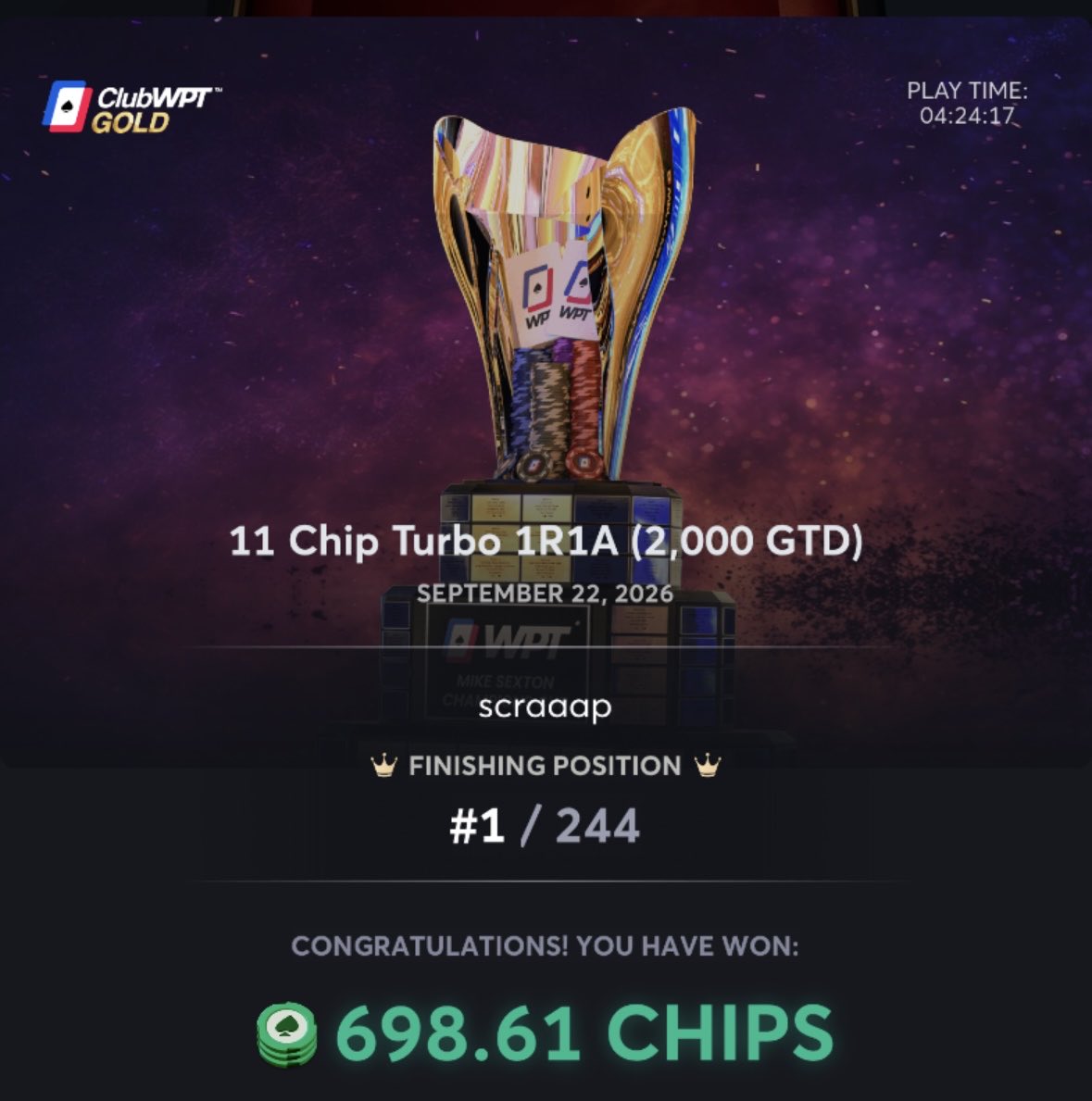 scraaappoker's tweet photo. @ClubWPTGold can we get a rename of the 11 Chip Turbo 1R1A? https://t.co/HIuMigKnfL