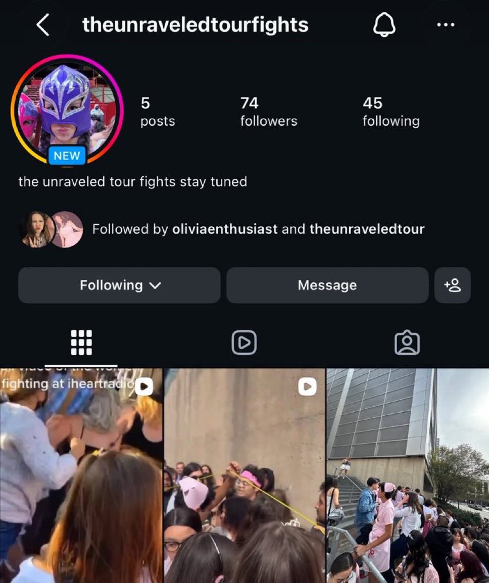 acessoliviabr's tweet photo. SOCORRO! Mesmo sem nem ter se iniciado ainda, foi criada uma conta para postar as brigas na fila da “The Unraveled Tour”, de Olivia Rodrigo.

— O perfil já conta com 3 brigas. https://t.co/ixx3IFs9nd