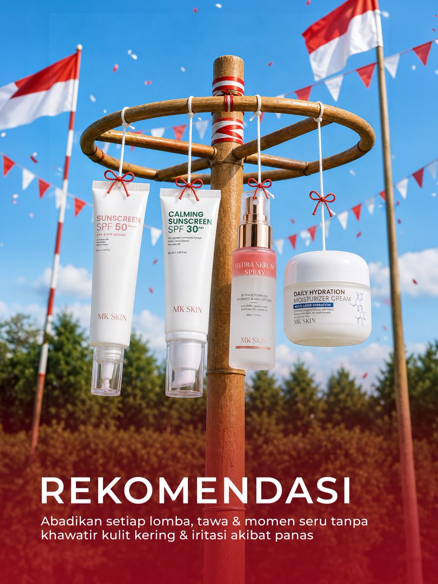 WondaGleitr5dk's tweet photo. Abadikan setiap tawa dan momen seru tanpa khawatir kulit kering atau iritasi karena panas. Lengkapi perawatanmu dengan MK Skin: sunscreen, moisturizer, dan Hydra Serum Spray untuk kulit tetap nyaman dan terawat. https://t.co/SZFFuzcSpS