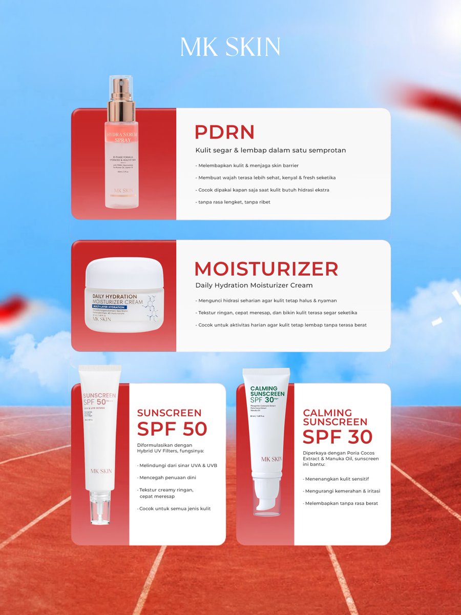 WondaGleitr5dk's tweet photo. Abadikan setiap tawa dan momen seru tanpa khawatir kulit kering atau iritasi karena panas. Lengkapi perawatanmu dengan MK Skin: sunscreen, moisturizer, dan Hydra Serum Spray untuk kulit tetap nyaman dan terawat. https://t.co/SZFFuzcSpS