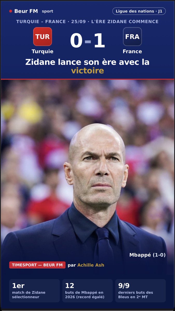 timesportmedia1's tweet photo. 🇫🇷 #EDF Les bleus de Zidane s’impose en Turquie 🇹🇷 dans le cadre de la #NationsLeague https://t.co/AaNY0NyDMt