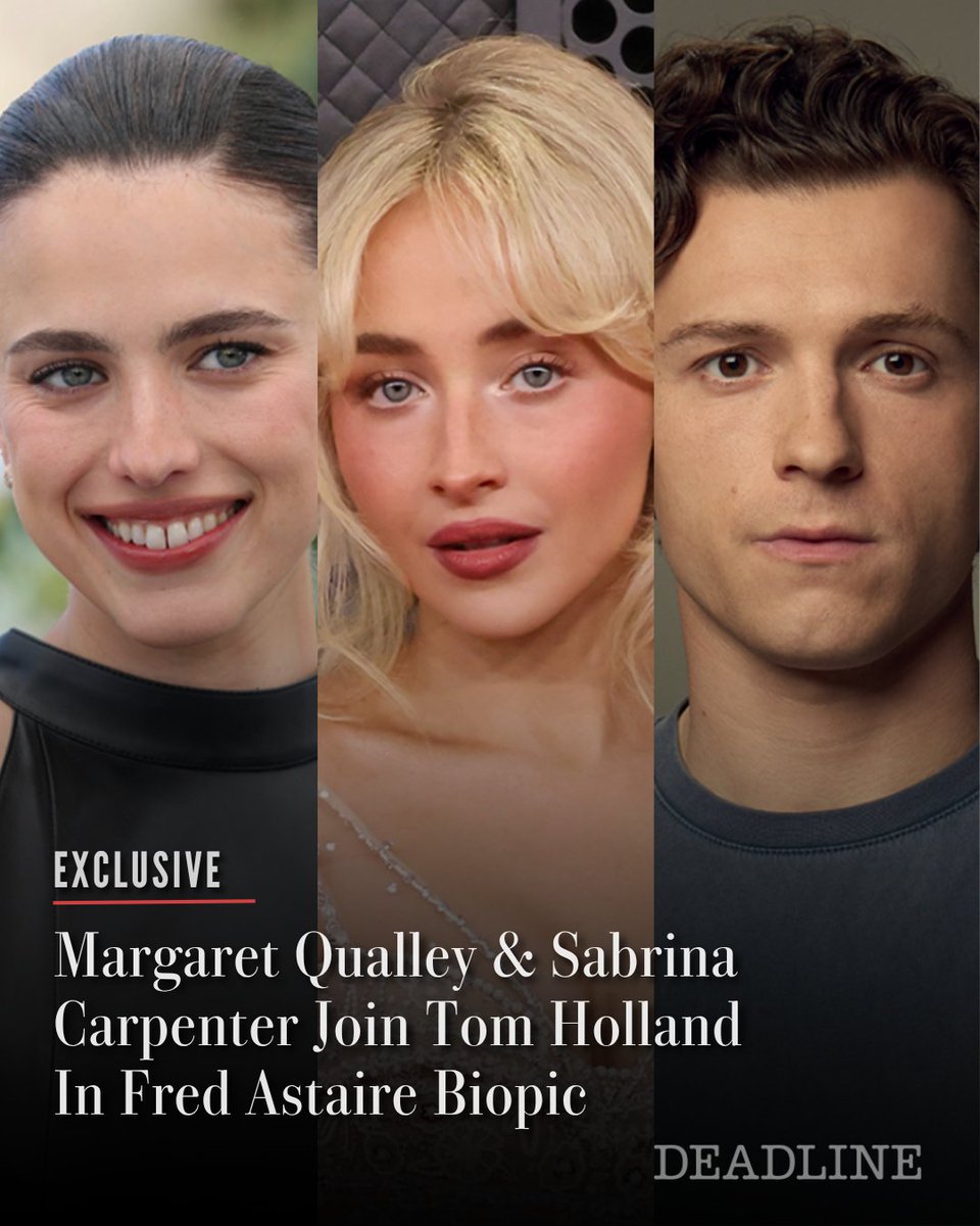 DEADLINE's tweet photo. EXCLUSIVE: Margaret Qualley and Sabrina Carpenter have joined Tom Holland in the Spider-Man star’s next project: the untitled Fred Astaire biopic in which Holland will portray the American actor and dancer.

The development comes nearly five years after Holland first revealed that he would be leading the project.

Read More: https://t.co/XF7bZW07ik

(Photo: Getty/Swan Gallet/John Shearer/Brian Bowen Smith)