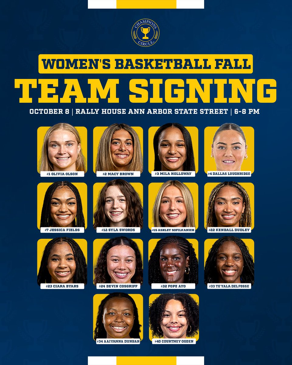 ChampCircleUofM's tweet photo. Join us at Rally House on October 8 to meet the women’s basketball team and get your gear signed! 🏀✍️

Family Four-Pack tickets start at $100.

Get Tickets » https://t.co/RhYdcN8q3j https://t.co/NMBhOB7R1y