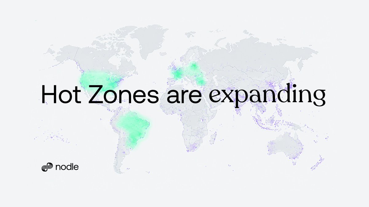 NodleNetwork's tweet photo. 🔥 Hot Zones are expanding 🔥

Starting October 1, eligible Nodle App users in the USA, Brazil, France, Poland, Romania and Bulgaria can earn boosted Network Mission Rewards while helping grow real-world coverage.

Update your app and get ready. 🧵