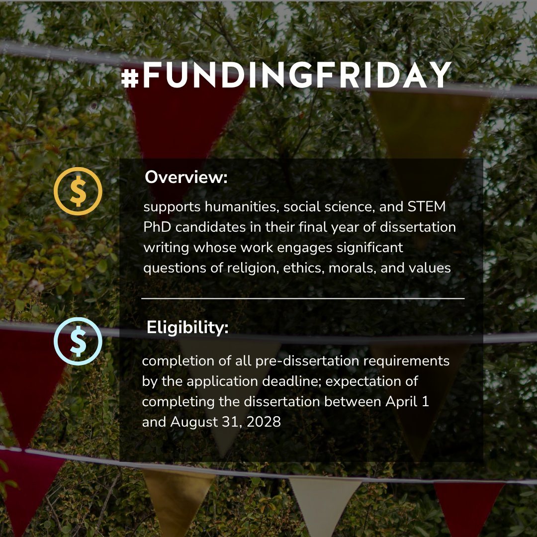 TXSTGradCollege's tweet photo. #FundingFriday: Newcombe Doctoral Dissertation Fellowship supports humanities, social science, and STEM PhD candidates in their final year of dissertation writing whose work engages significant questions of religion, ethics, morals, and values
 🔗: https://t.co/tWpBpCGRYQ https://t.co/OCmBzeDCsD