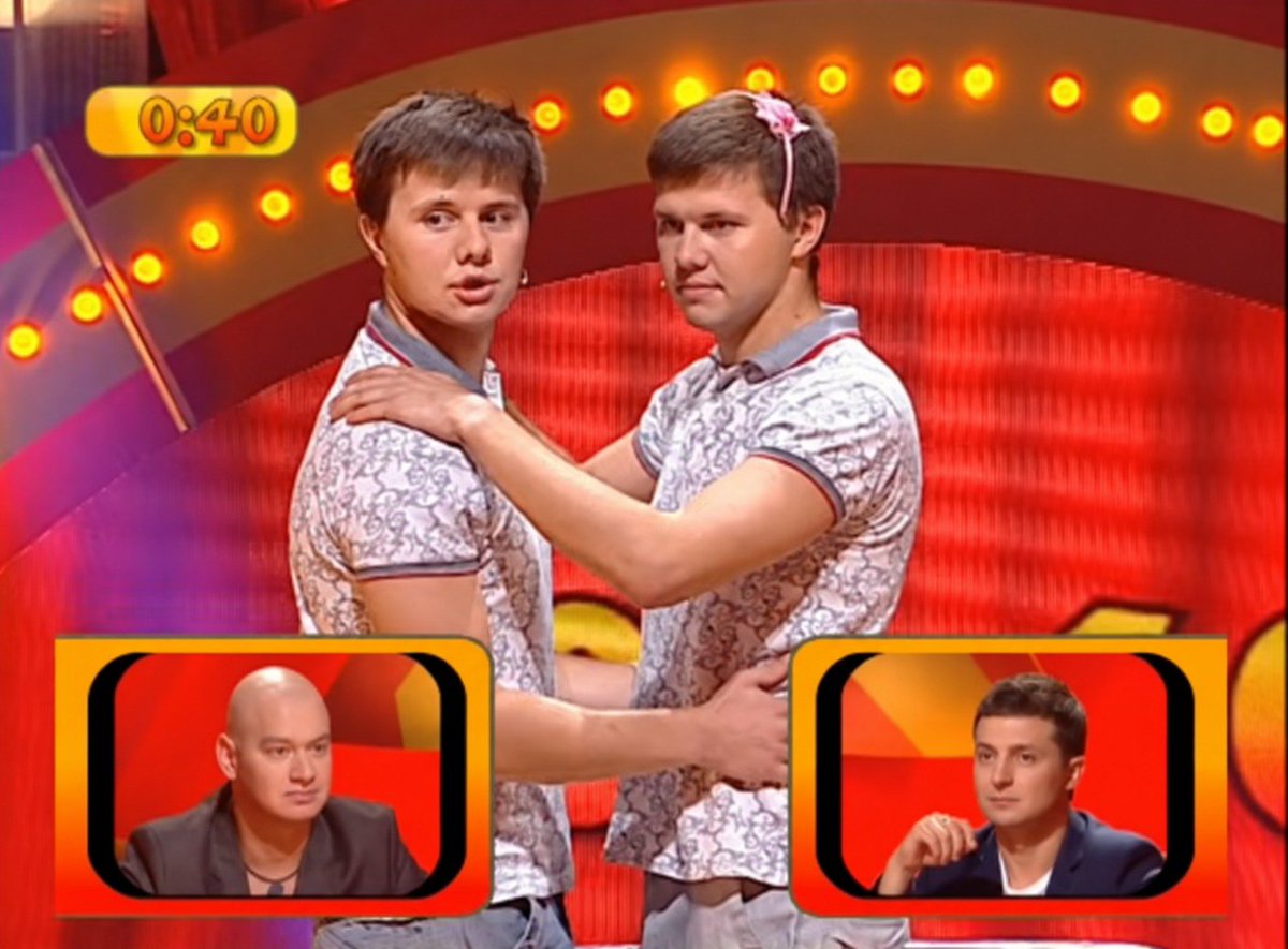 brane_mija64426's tweet photo. 🤡🇺🇦 One clown runs the country, another now helps to run its defense

Former comedian Alexey Reva has been appointed deputy defense minister responsible for digital platforms for the armed forces.

Btw, this is Reva and his brother trying to make Zelensky laugh on a TV show in 2013.