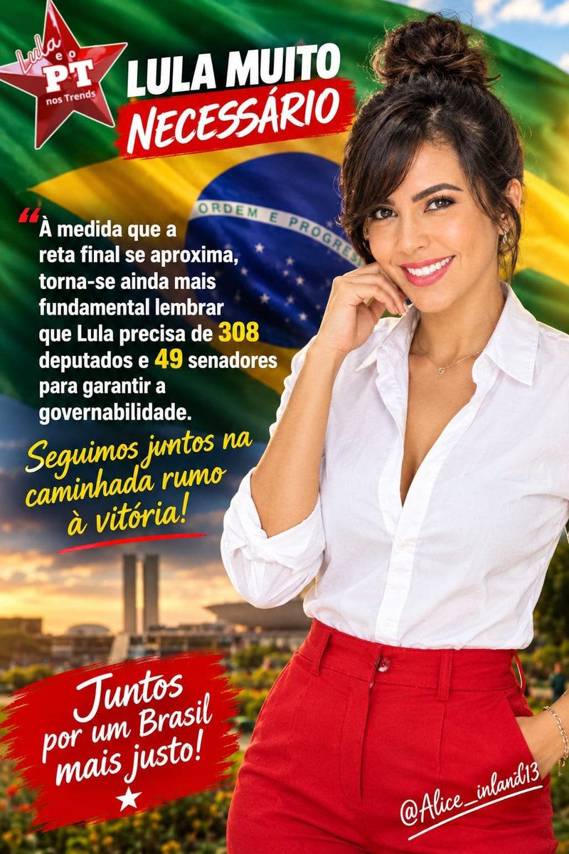 Alice_inland13's tweet photo. Boa tarde Comp@s!!!
🚨 COMEÇOU O TUITAÇO DO LULA E PT NOS TRENDS! 🚀🇧🇷
Vamos inundar a rede com os dados reais de como a vida melhorou, o emprego voltou, a inflação caiu e o povo recuperou a dignidade
LULA MUITO NECESSÁRIO
MEU VOTO É LULA
#LulaTransformaVidas 
Postem, comentem, compartilhem. 
É hora de fazer barulho no X! 📣⭐