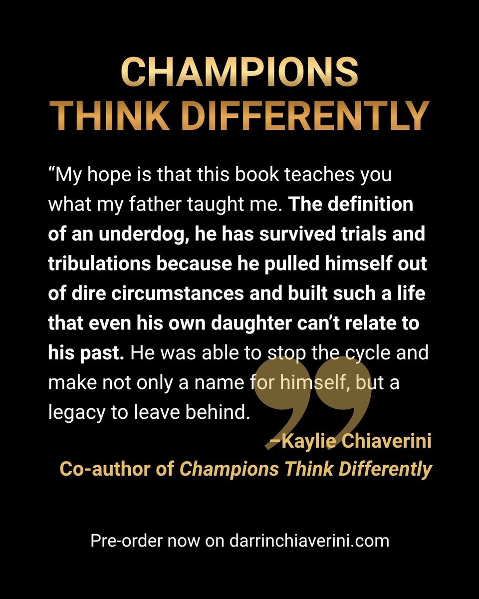CoachChev6's tweet photo. With the help of my talented daughter Kaylie Chiaverini, we wrote an incredible book! Get your copy on Amazon starting October 12th 2026! For more info click link https://t.co/ApTRT3RmCq “Champions Think Differently” 🙌🔥🔥 https://t.co/D2kejJ6JMg