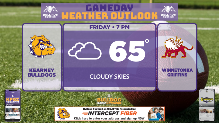 1027FMRocks's tweet photo. 🌤️ Bull Run Roofing Gameday Outlook 🌤️

⚡ Find Bull Run Roofing online at 👉 https://t.co/RKQiR1RROS
Listen to the game presented by Intercept Fiber on the KPGZ mobile app starting at 6:30 pm!

#GamedayOutlook | #KearneyBulldogs | #BulldogPride #ThisIsForYou https://t.co/CGDVnDL53K