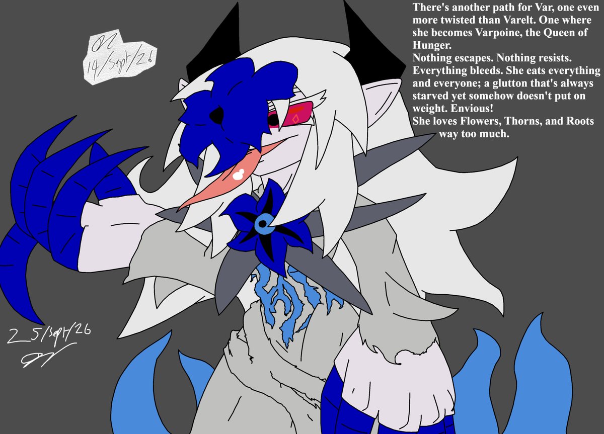 LPainter92's tweet photo. This was pretty darn annoying to draw. I also altered the colours slightly to differentiate between the hair, skin, chest piece, and clothes.
One more Vs Var Character to do. :)
Art belongs to me. 
Varpoine (Starved Var) belongs to FNF: Vs Var Mod. #fnf #VsVar #Var #Varpoine https://t.co/ooI91MRtZa