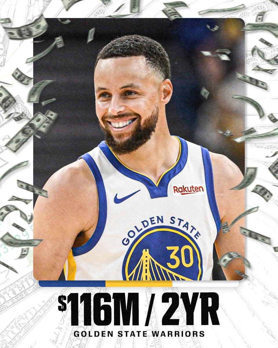 espn's tweet photo. STEPH GETS HIS EXTENSION WITH THE DUBS 💰

(via @ShamsCharania) https://t.co/x95fZXTK5O
