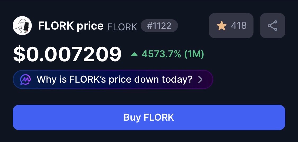 realdogen's tweet photo. currently $flork ranked #1122 of all crypto coins on @CoinMarketCap but I see the future and it’s in the Top 100. https://t.co/FHPFnnxnAc