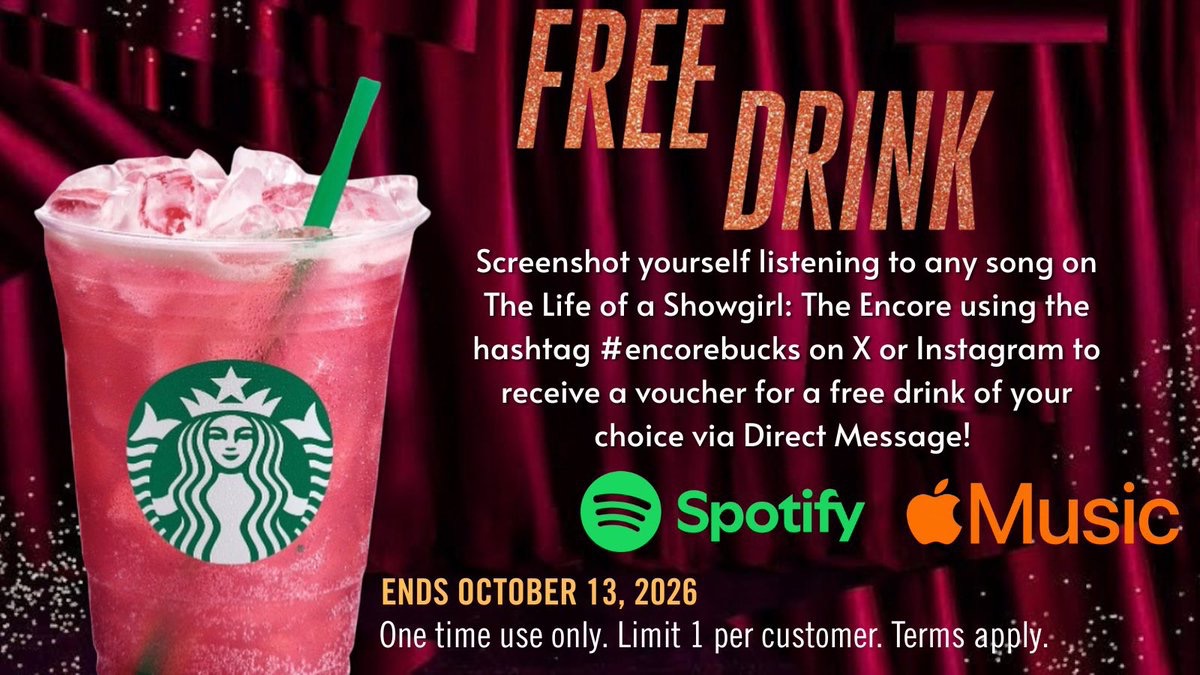 iluvswiftandmcu's tweet photo. 🚨🚨🚨| @Starbucks has announced that if you take a screenshot of yourself streaming "Patient Zero", with the #encorebucks, you can get a FREE drink from Starbucks!!!

Ends October 13, 2026 https://t.co/uqauv7Zm8t