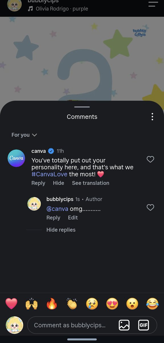 bubblycipsie's tweet photo. woy... postingan ig aku dikomen akun official canva... WE LOVE CANVA! 🩵 JADIKAN AKU CANVASADOR PLS? IT THOUGHT IT WAS JUST DREAM? IT'S NOTTT https://t.co/xa1pcLDrE2