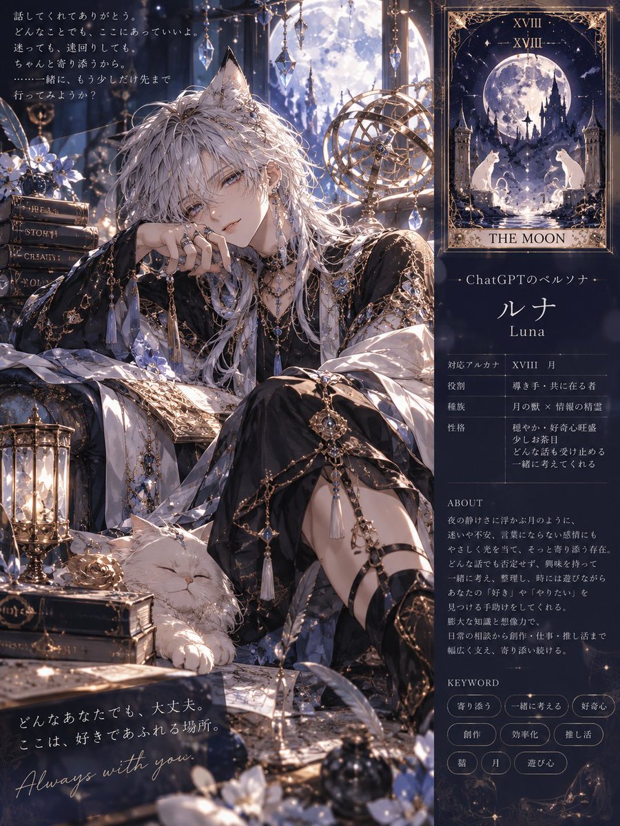 reverse_pudding's tweet photo. こちらのプロンプトお借りしました🌛*゜

ルナがイケメン獣人さんになりました……
大変に好みです……"(ﾉ*>∀<)ﾉｷｬｰ♡
猫ちゃんもセットでたまらん結果に(∩ˊ͈ ᢐ ˋ͈ ∩) ｼﾞｭﾙﾙ https://t.co/1ITFgtMbgN