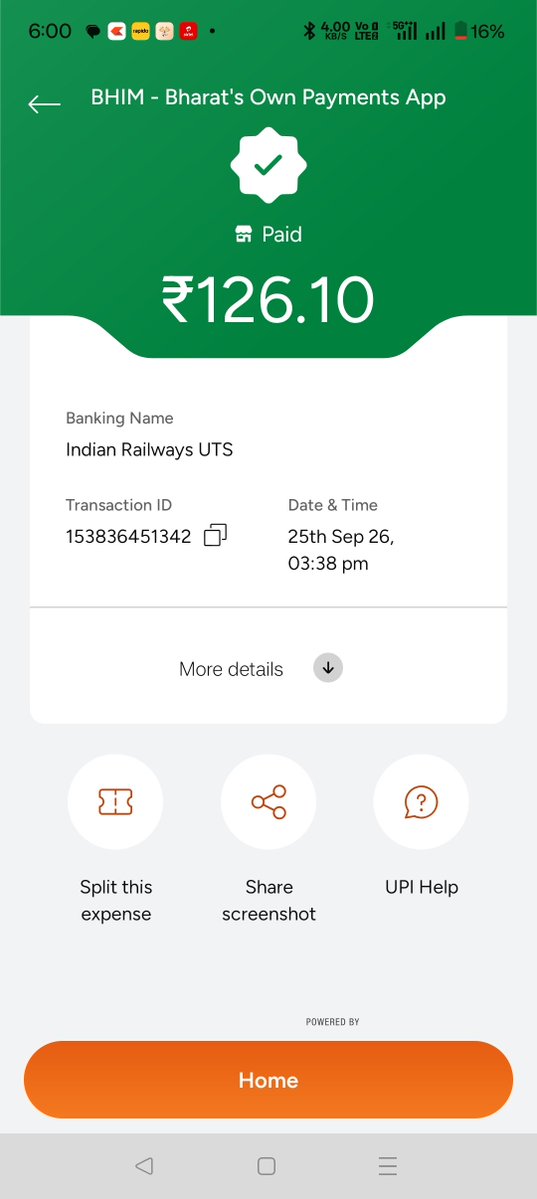 NehraOm's tweet photo. @RailOneIndia @IRCTCofficial My ac was debited twice(₹126.10×2= ₹252.20)for unsuccessful UTS ticket booking attempts on 25/9/2026.No tickets were confirmed in these 2 attempts. I had to pay ₹126.10 3rd time, resulted in successful booking.
₹252.20 is still pending for refund. https://t.co/hkE8gMNCcl