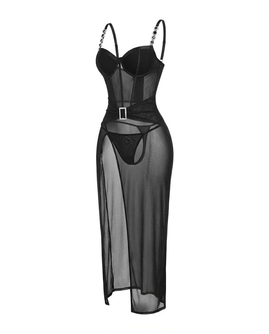 PayAmilaMay's tweet photo. Anonymous simped and sent Sheer Mesh Lingerie Dress And G-String Set | Black / S https://t.co/K6KkENCo19