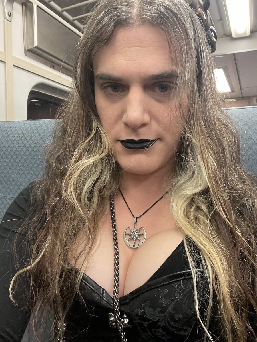 Meowczynska's tweet photo. Trans on trains. Did my lipstick on the train. Would not recommend. https://t.co/0G9eA5xP1d