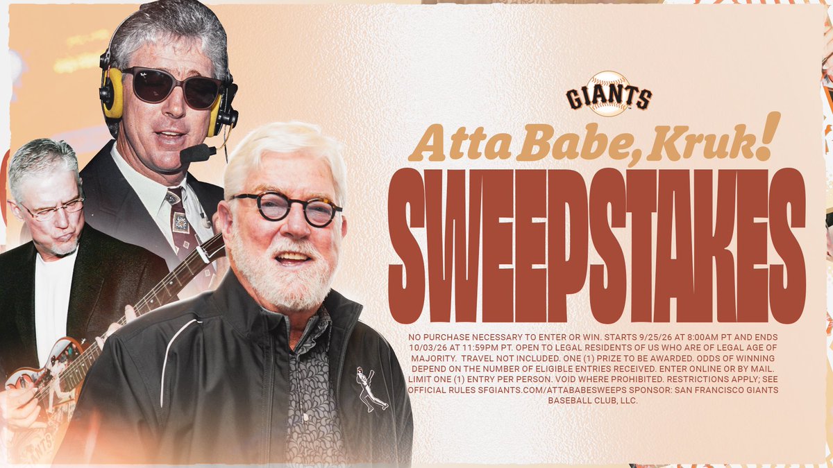 SFGiants's tweet photo. Say “Atta Babe” in a Mike Krukow autographed jersey 👀 

Enter to win at https://t.co/rhIBTGb9U1! https://t.co/xkQHspKMEC