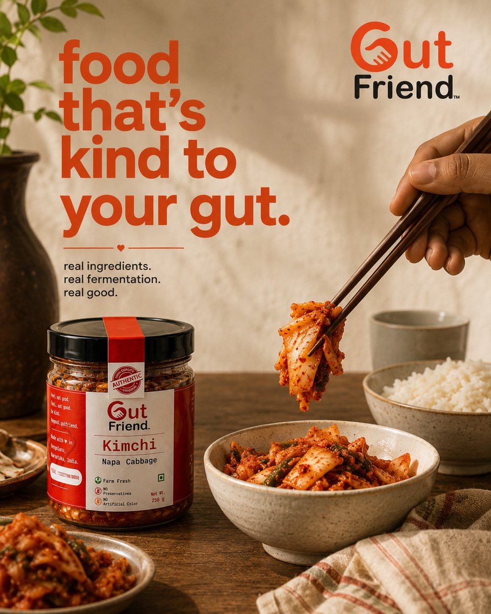 violetrivera4bj's tweet photo. Food that’s kind to your gut. Made with real ingredients and natural fermentation, our Napa Cabbage Kimchi comes in small batches to add goodness to everyday meals. Enjoy it with rice, dosa, noodles or eggs—or straight from the jar. Gut Friend — https://t.co/ugETEn9kGS