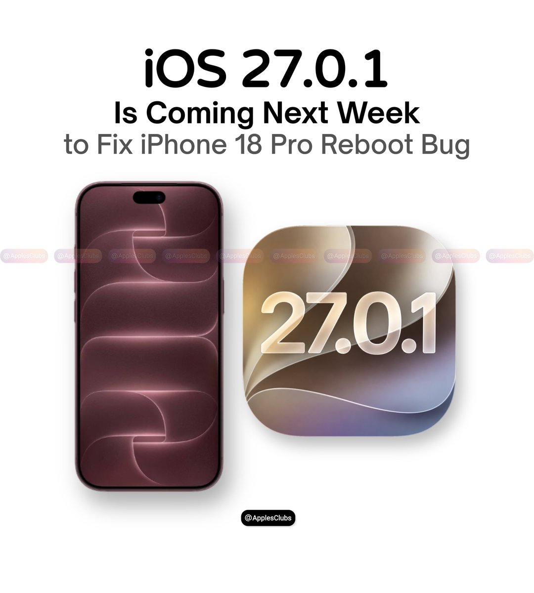 ApplesClubs's tweet photo. iOS 27.0.1 could be coming next week. https://t.co/Th9AYFn6w7