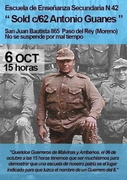 hgpugliese's tweet photo. Excelente recuerdo.
Homenaje a un Héroe de la última GESTA de la PATRIA. Malvinas, el Soldado Arribeño clase 62 Antonio Guanes .
Otro Infante del Regimiento de Infantería 6 que muere por su Pertenencia Patriotica y que vivirá para siempre.
Honor y Gloria !!! https://t.co/YfngCfZX1C