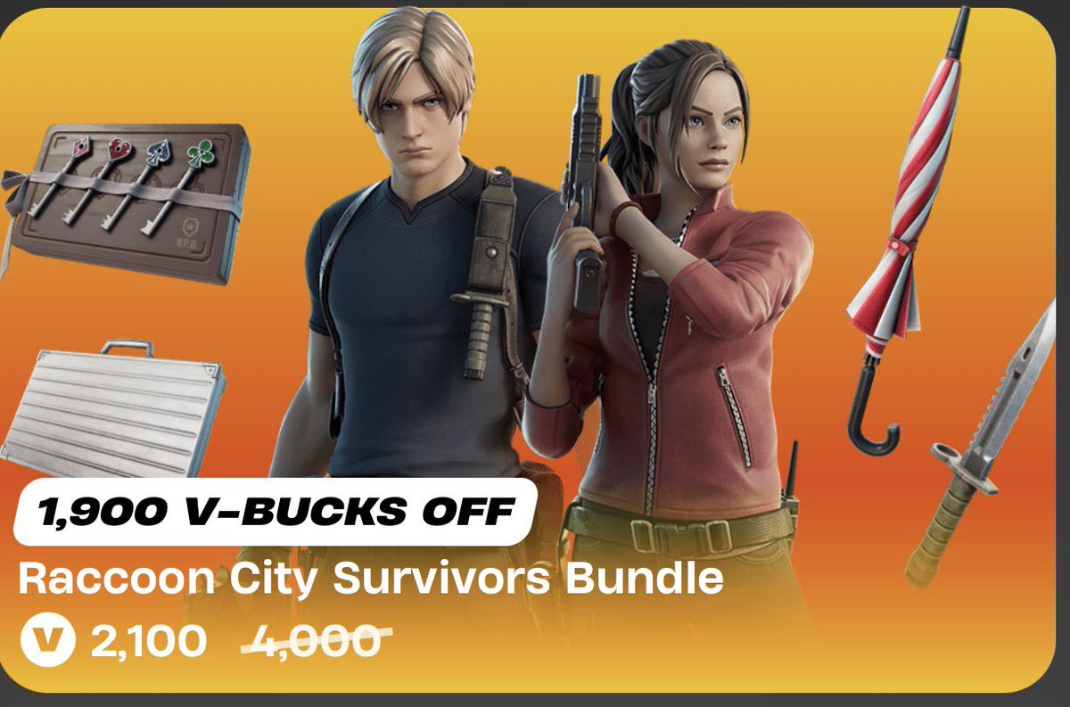 TheGeekFortress's tweet photo. 🎁 RESIDENT EVIL x FORTNITE GIVEAWAY! 🎁

Winner picks ONE Resident Evil bundle!

To enter:
✅ Like
✅ Repost
✅ Tag 1 friend
✅ Comment your Epic name

Winner will be picked on 9/28

Winner must be eligible to receive Fortnite gifts. Good luck! 

#Fortnite #ResidentEvilㅤ https://t.co/qKnzjNRLas