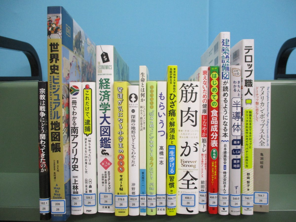 HamaHigashiLib's tweet photo. 📔今週の #新着図書 📔

一般書　28冊
外国語図書　1冊
ヤングコーナー　2冊
児童書　6冊
絵本　3冊

合計40冊入りました
ぜひご覧ください📚 https://t.co/tJyiKtW1CD