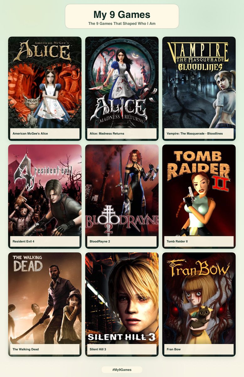 4ngelfish's tweet photo. me n 9 games that made me <33 https://t.co/eyr2WMEQJe